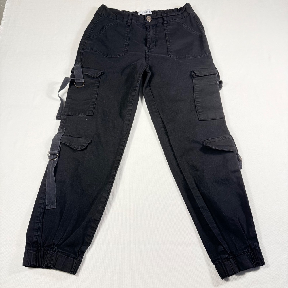 Telepatia Cargo Jogger Pants Size 5/27 Black Utility Goth Gorp dark Streetwear - Picture 11 of 15